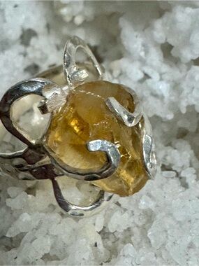 Sterling Silver (925) Yellow Citrine Statement Ring ~size 9